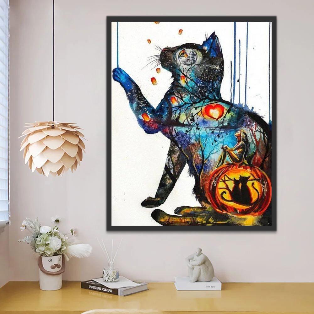 Silueta de Gato Abstracto Pintar por Números