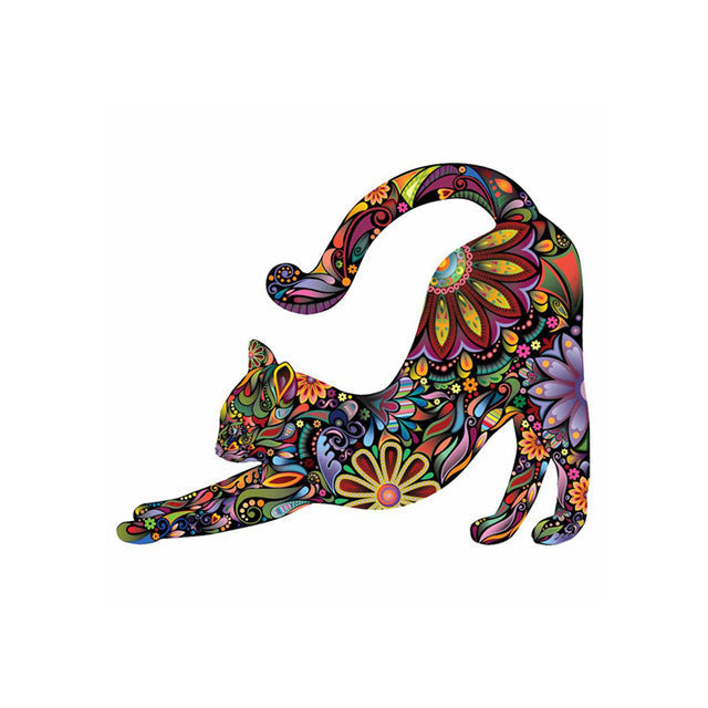 Silueta de Gato con Flores Pintar por Números