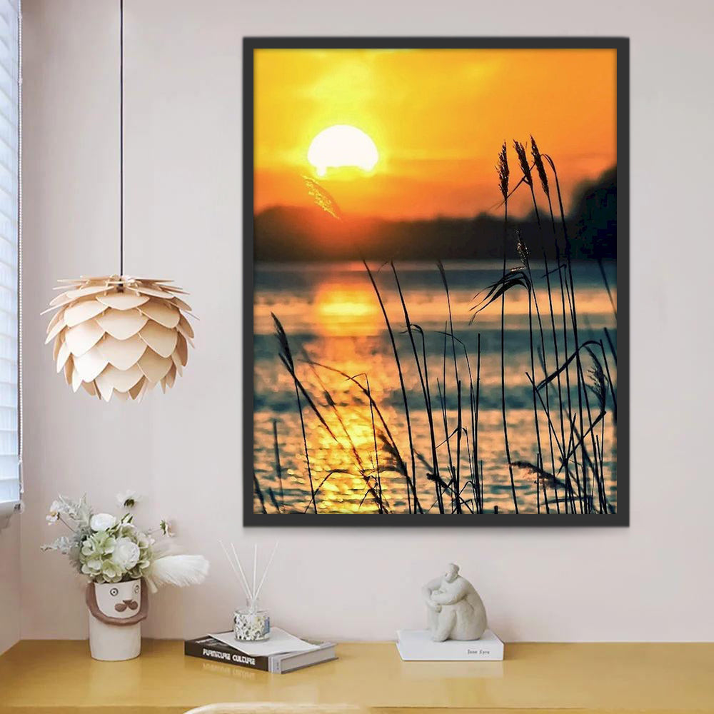 Silueta de Plantas al Atardecer Pintar por Números