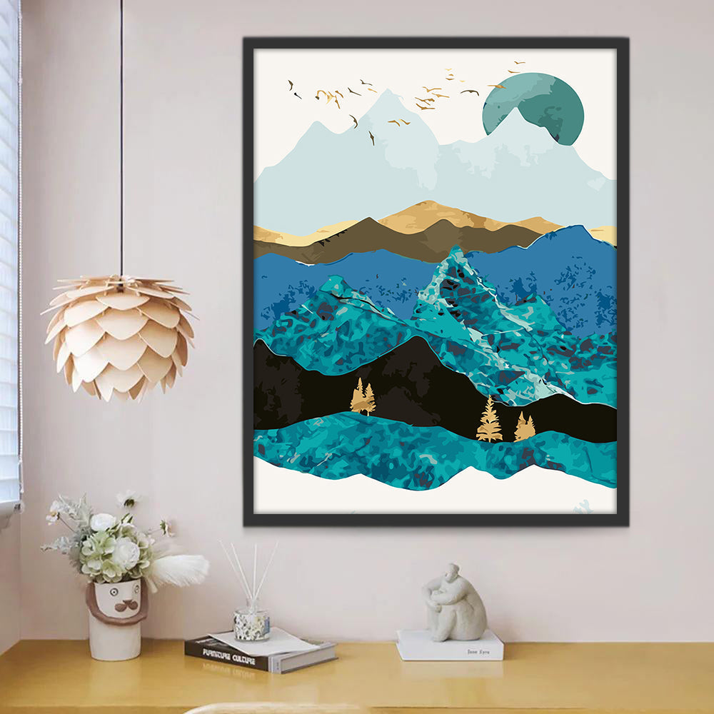 Siluetas Coloridas de las Montañas Pintar por Números