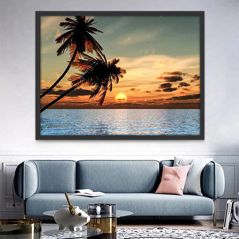 Siluetas de Palmeras al Atardecer Pintar por Números