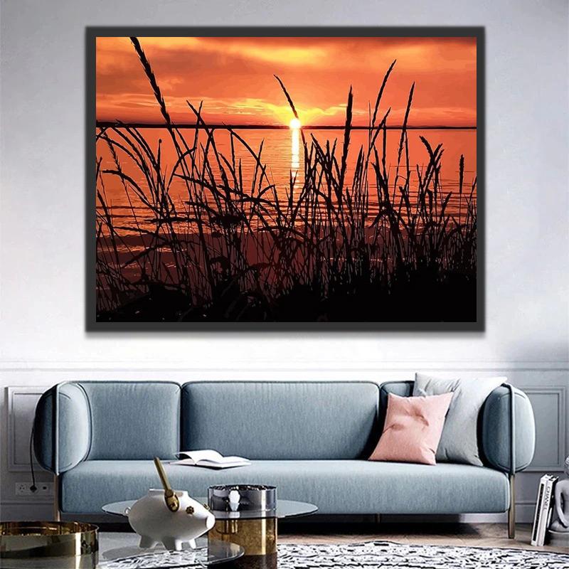 Siluetas de Plantas al Atardecer Pintar por Números