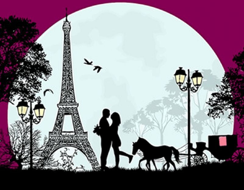 Siluetas de Torre Eiffel y Pareja Pintar por Números