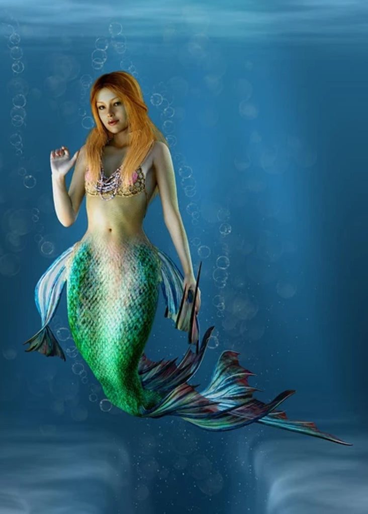 Sirena Hermosa de Cola Verde en el Mar Pintar por Números