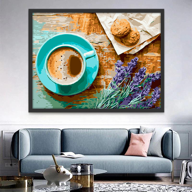 Taza de Café y Flores de Lavándula Pintar por Números