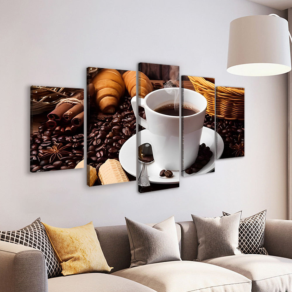 Taza de Café y Granos de Café 5 Partes Pintar por Números