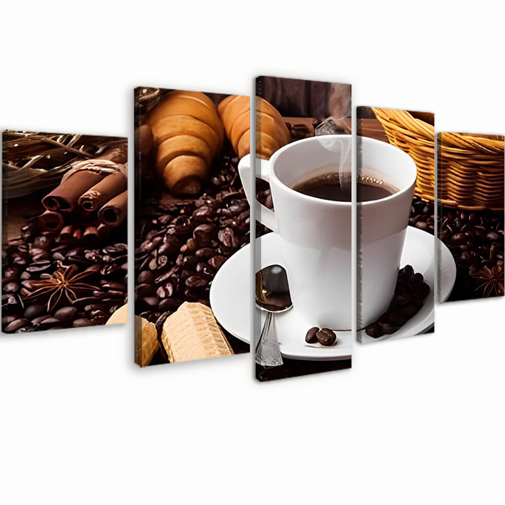 Taza de Café y Granos de Café 5 Partes Pintar por Números