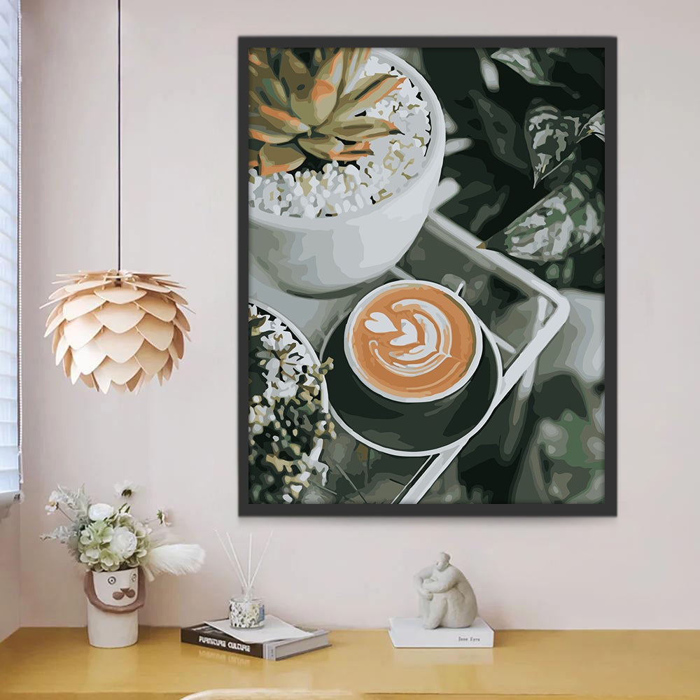 Taza de Café y Macetas de Planta Pintar por Números