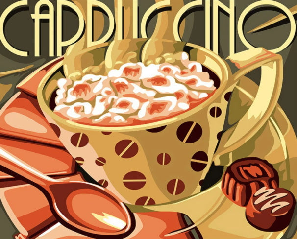 Taza de Capuchino Caliente Pintar por Números