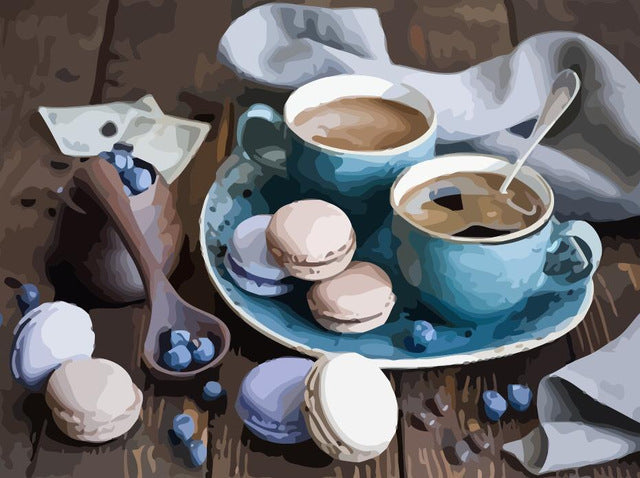 Tazas de Café y Macarrones Pintar por Números