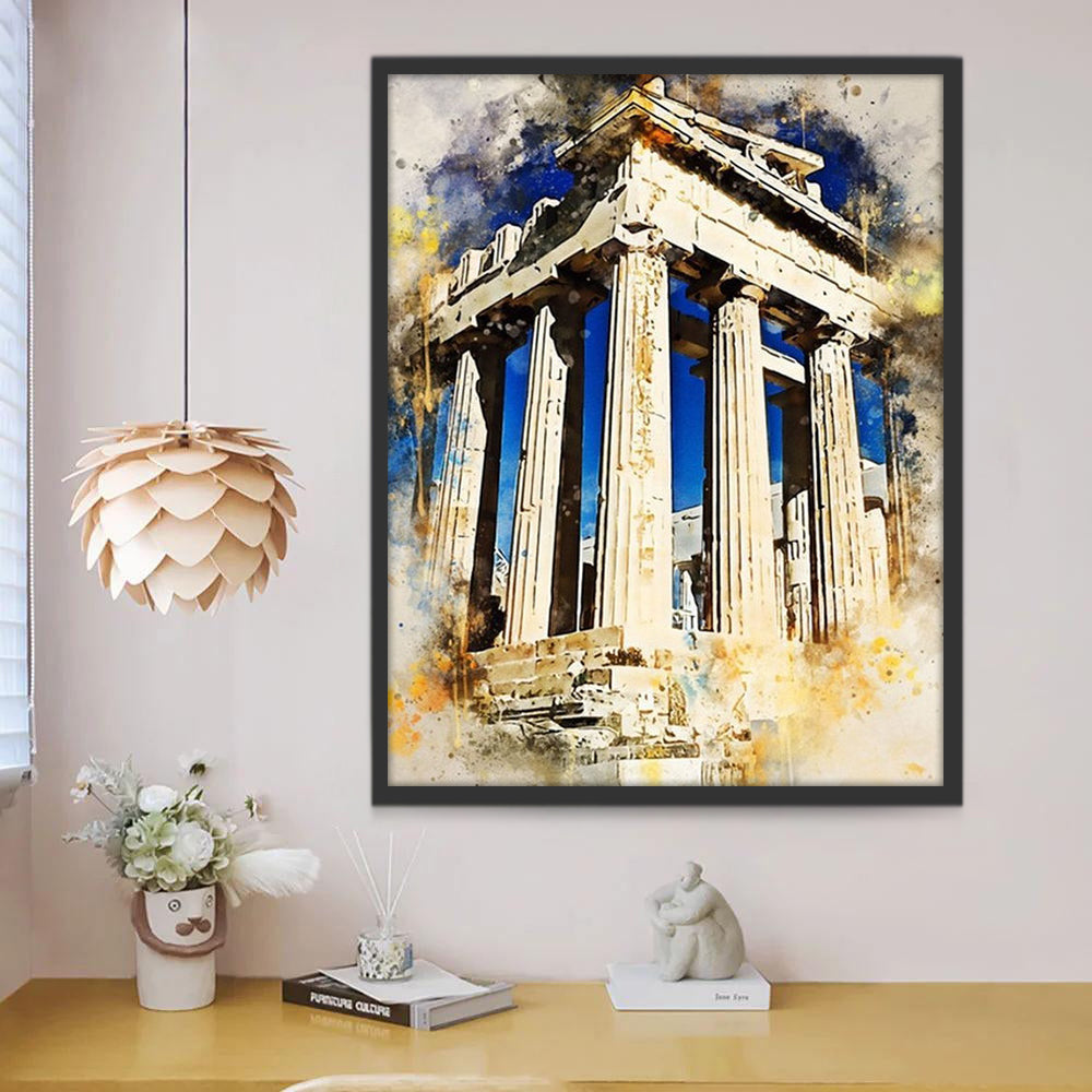 Templo del Partenón en Grecia Pintar por Números