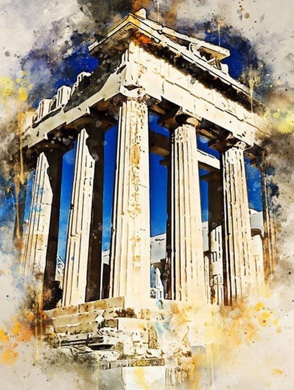 Templo del Partenón en Grecia Pintar por Números