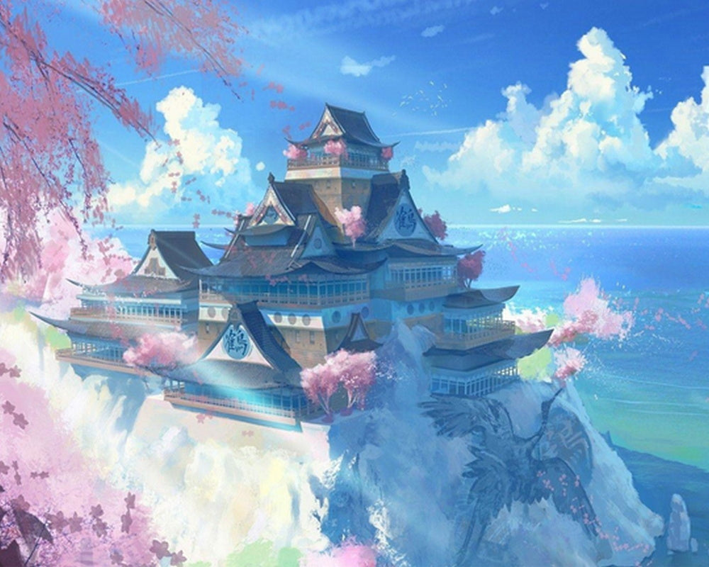 Templo en la Cima de Montaña Pintar por Números