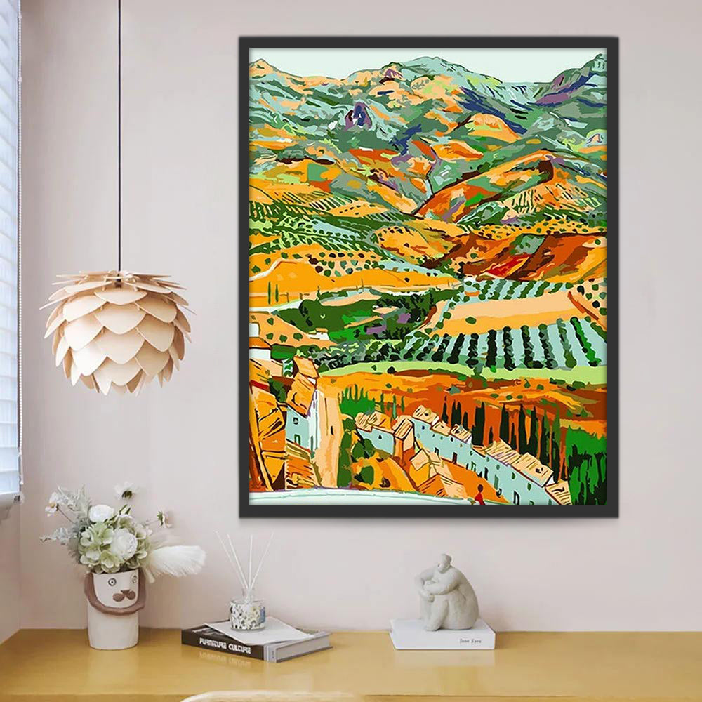 Terrenos de Pueblo entre las Montañas Pintar por Números