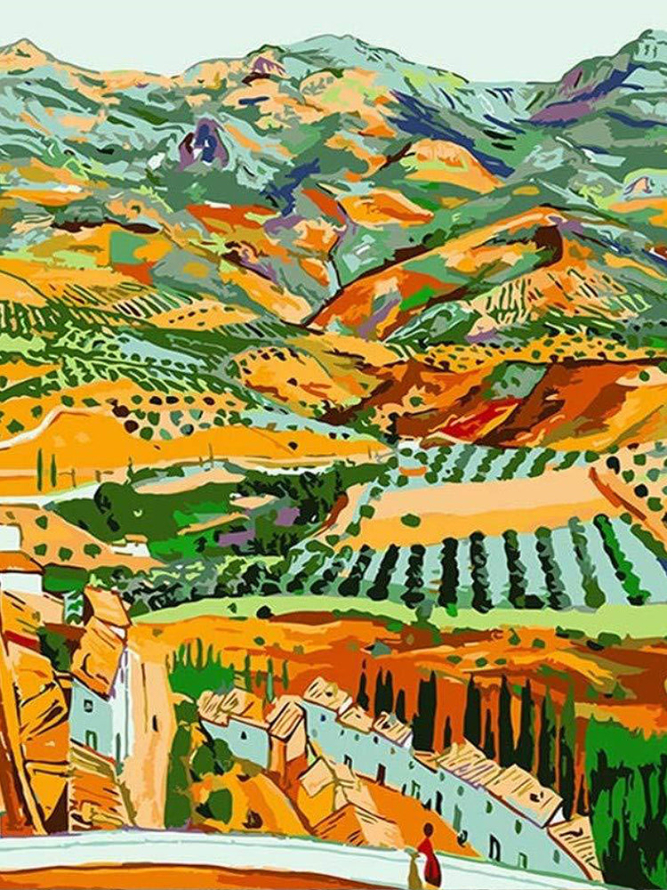 Terrenos de Pueblo entre las Montañas Pintar por Números