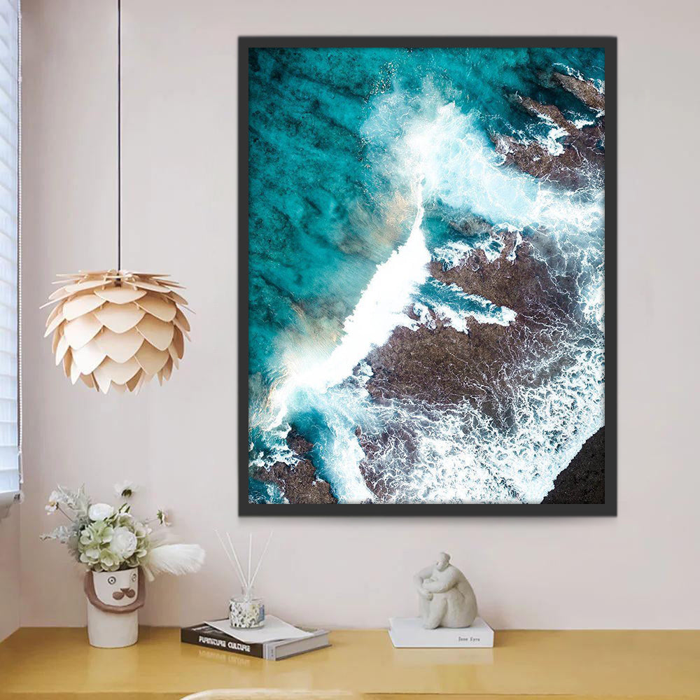 Textura de Olas Blancas en Playa Pintar por Números