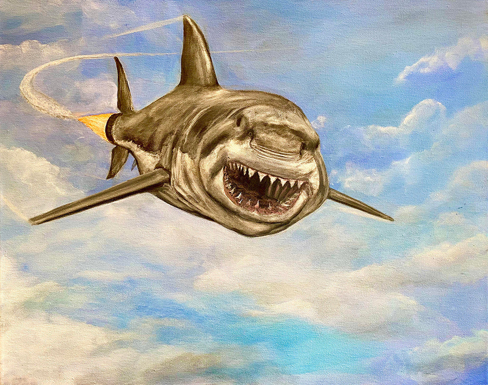 Tiburón con Cola de Cohete en el Cielo Pintar por Números