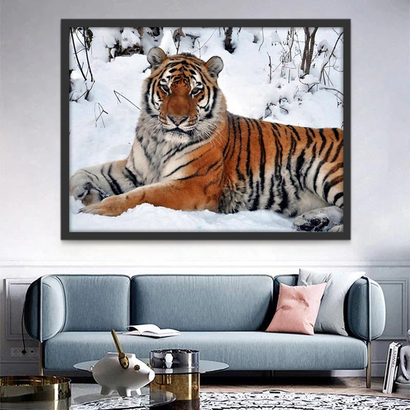 Tigre Acostado en la Nieve Pintar por Números