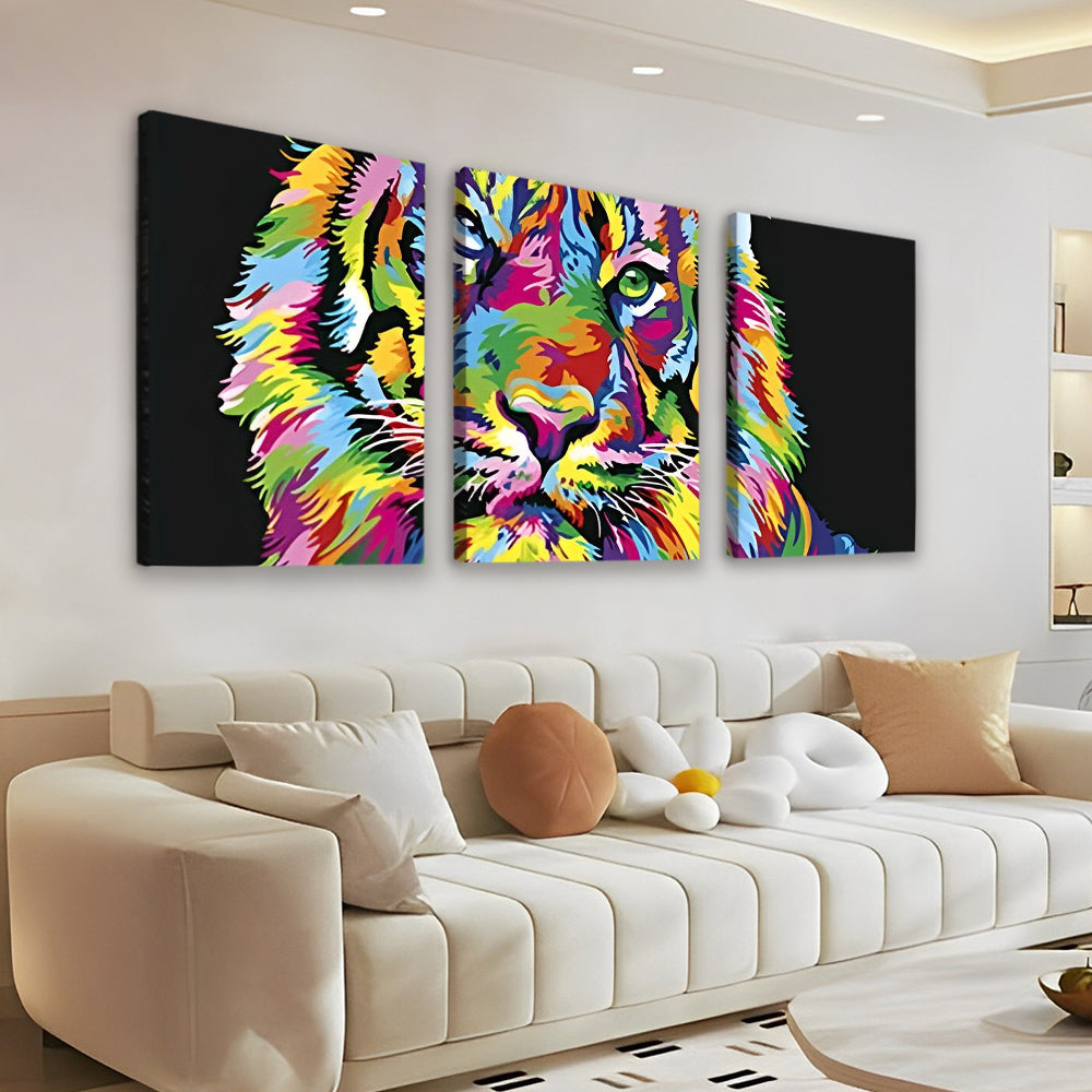 Tigre Colorido 3 Partes Pintar por Números