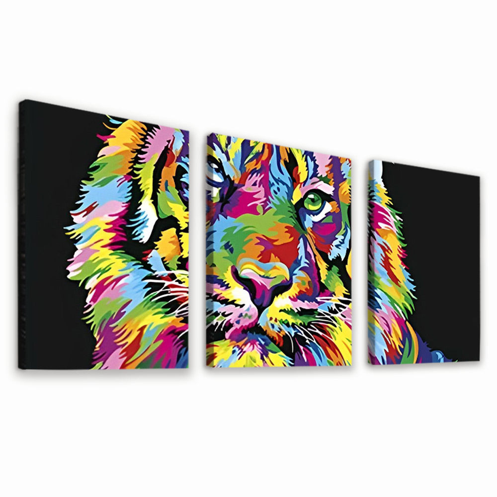 Tigre Colorido 3 Partes Pintar por Números