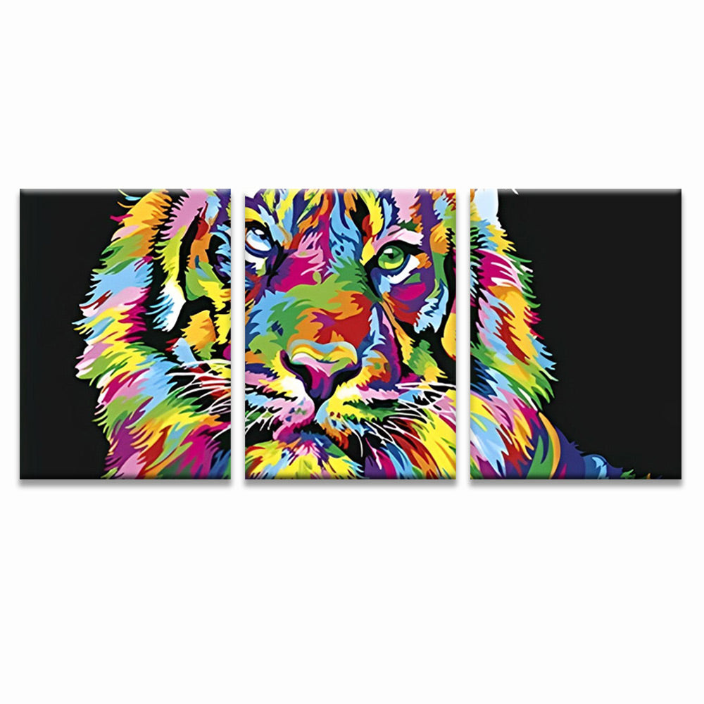 Tigre Colorido 3 Partes Pintar por Números