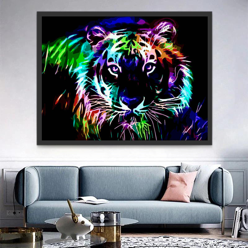 Tigre Colorido en La Oscuridad Pintar por Números