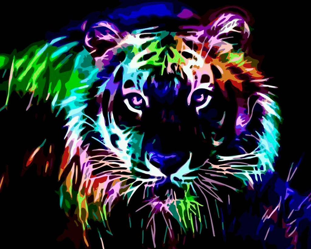 Tigre Colorido en La Oscuridad Pintar por Números
