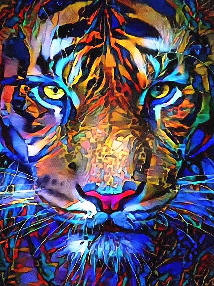 Tigre Colorido Misterioso Pintar por Números