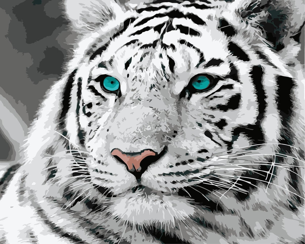 Tigre con Ojos Verdes Pintar por Números