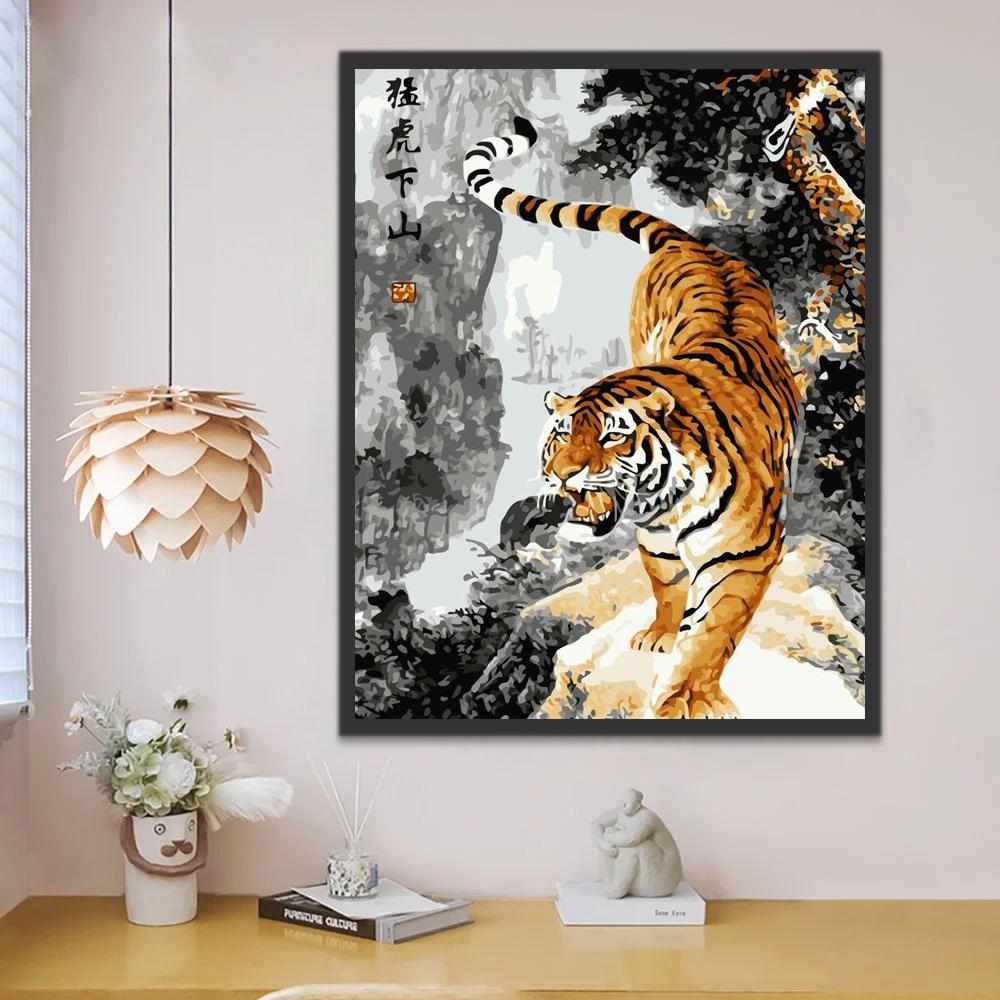 Tigre Descendiendo de la Montaña Pintar por Números