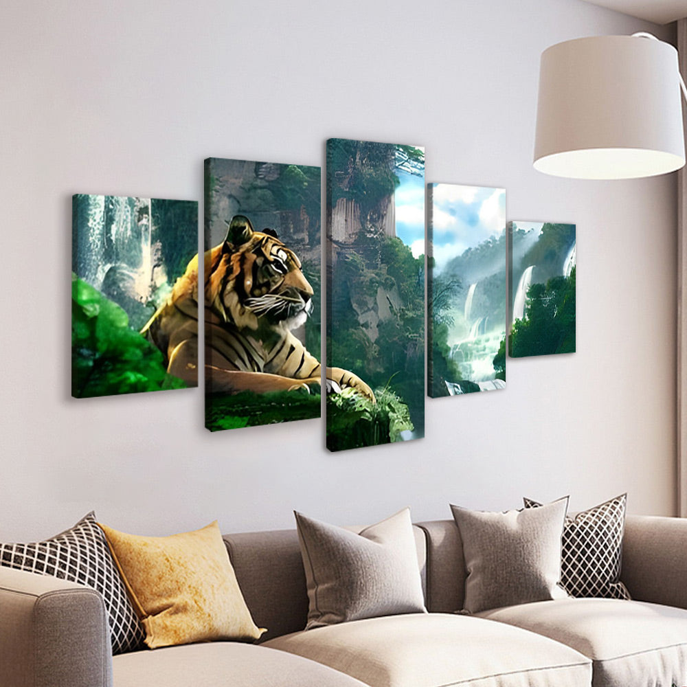 Tigre en la Montaña 5 Partes Pintar por Números