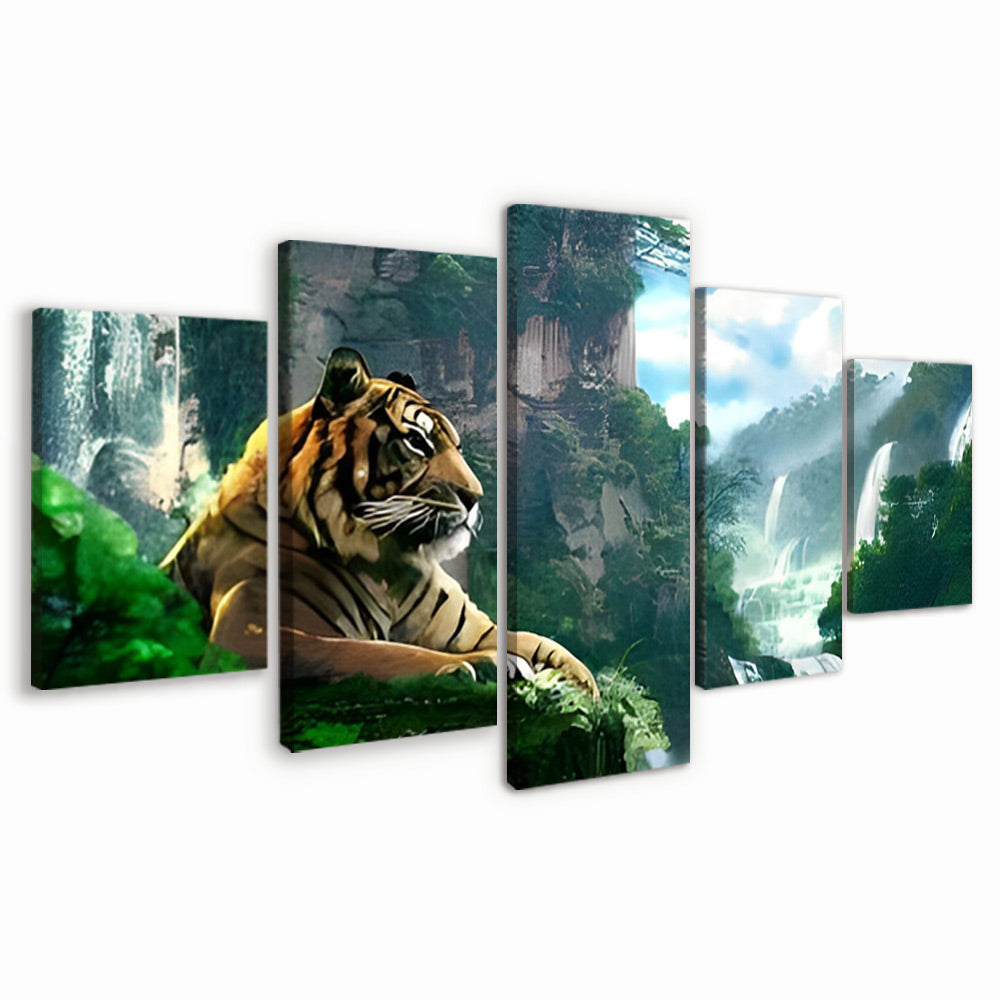 Tigre en la Montaña 5 Partes Pintar por Números