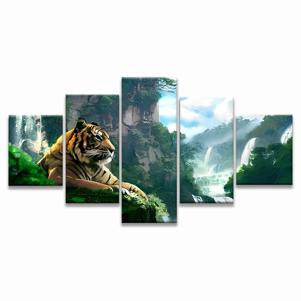 Tigre en la Montaña 5 Partes Pintar por Números