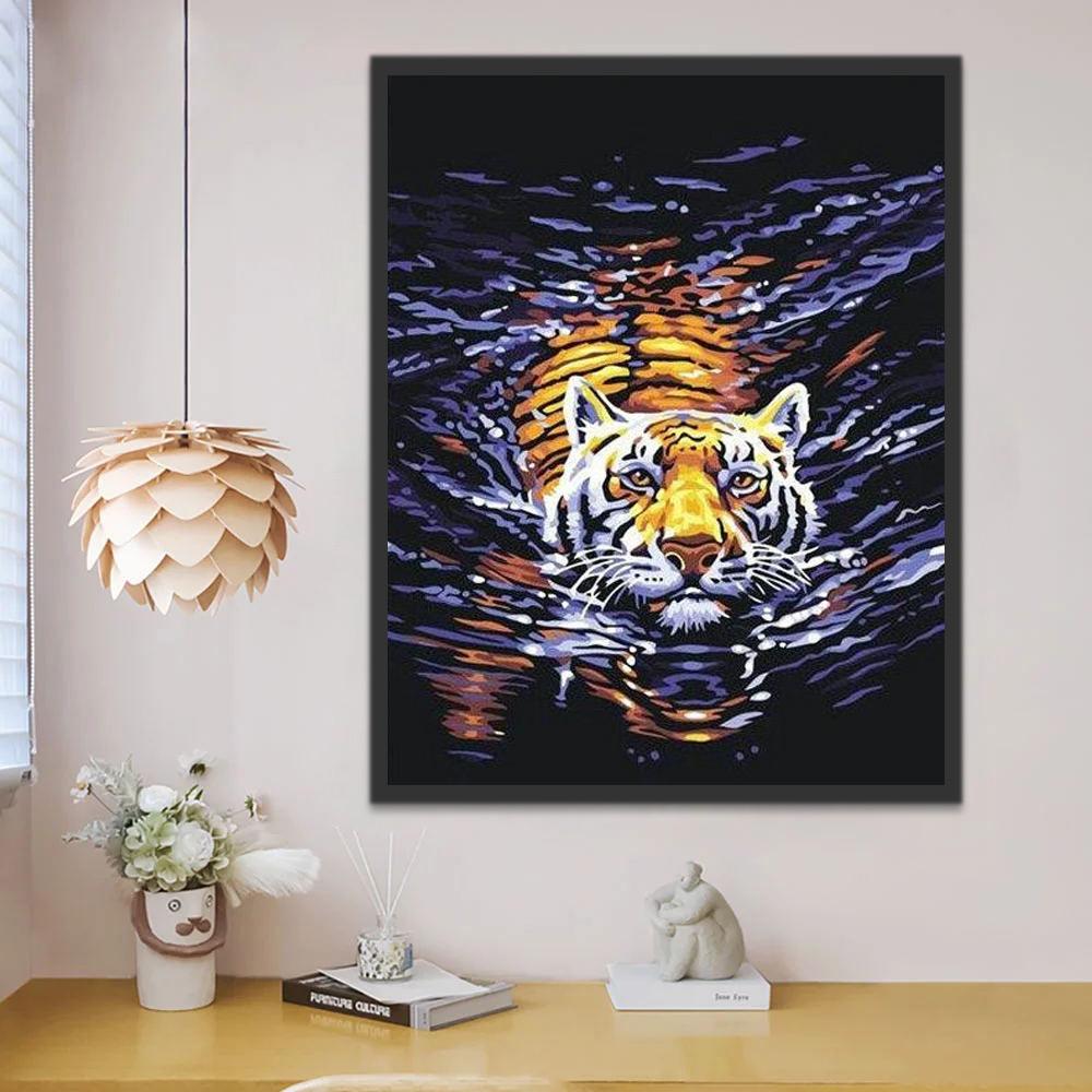 Tigre Nadando en el Agua Pintar por Números