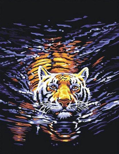 Tigre Nadando en el Agua Pintar por Números