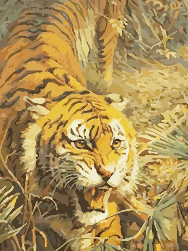 Tigre Rugiendo en el Bosque Pintar por Números