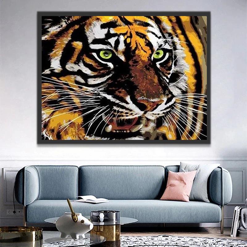 Tigre Rugiendo Pintar por Números
