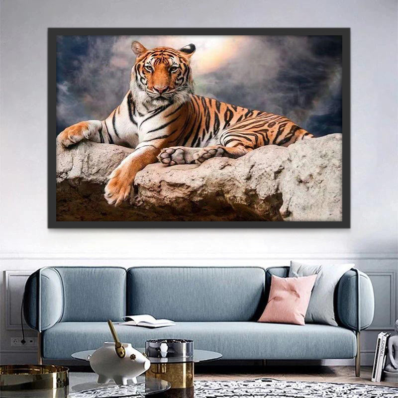 Tigre Sentado sobre la Roca Pintar por Números