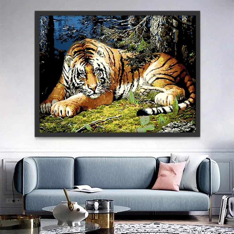 Tigre y Árboles Pintar por Números
