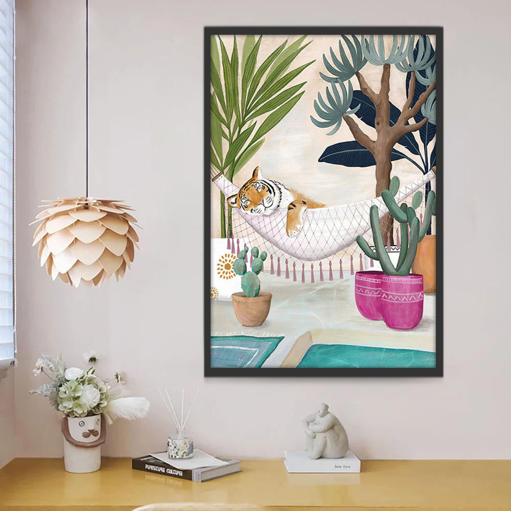 Tigre y Cactos y Árboles Pintar por Números