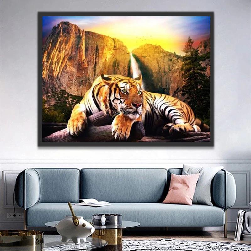 Tigre y Montaña Pintar por Números