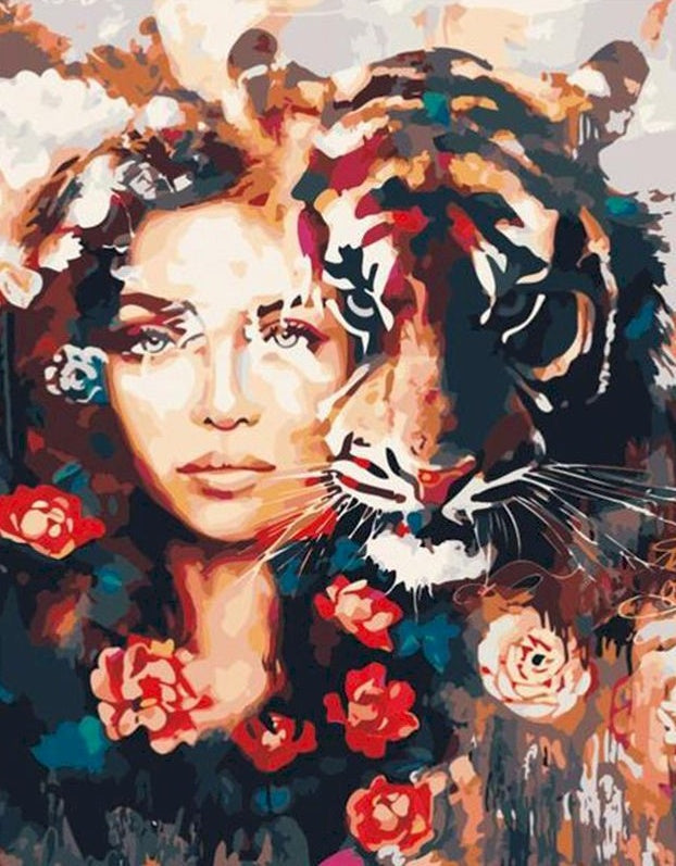 Tigre y Mujer Pintar por Números
