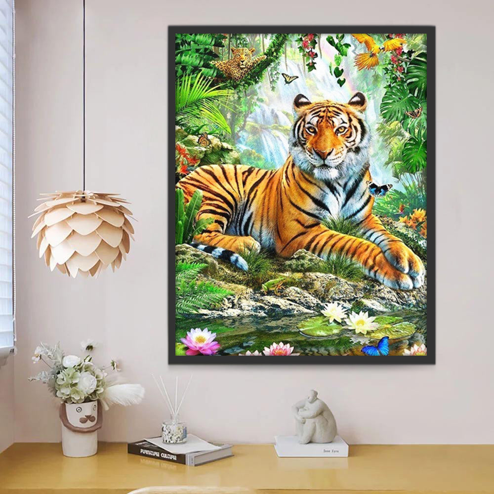 Tigre y Nenúfar en el Bosque Pintar por Números