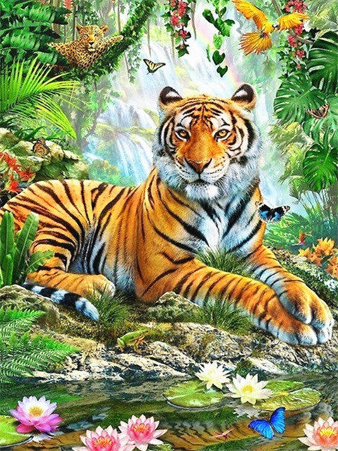 Tigre y Nenúfar en el Bosque Pintar por Números