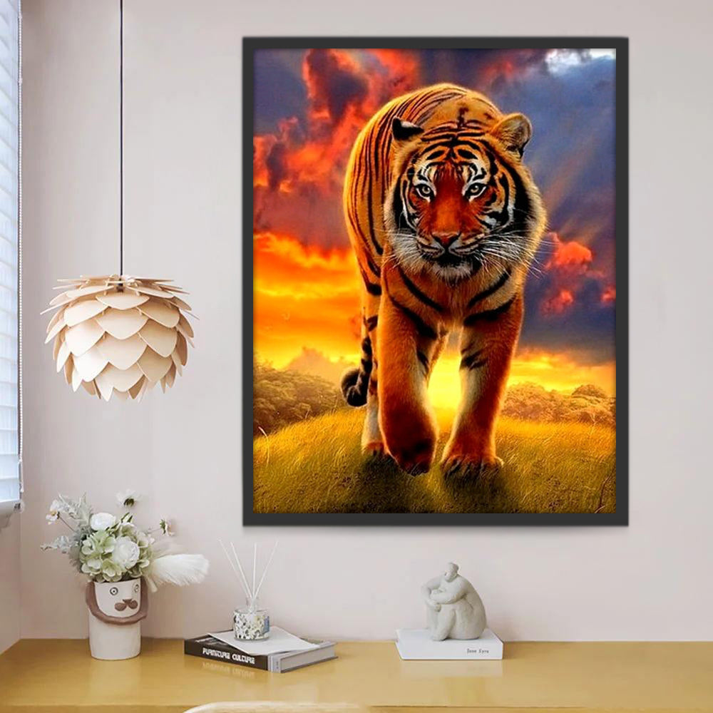 Tigre y Puesta del Sol Pintar por Números