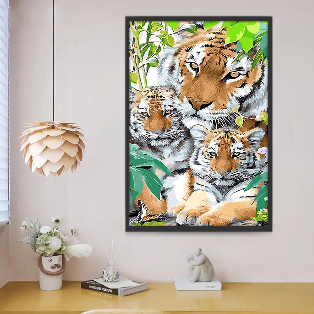 Tigre y Sus Niños Pintar por Números