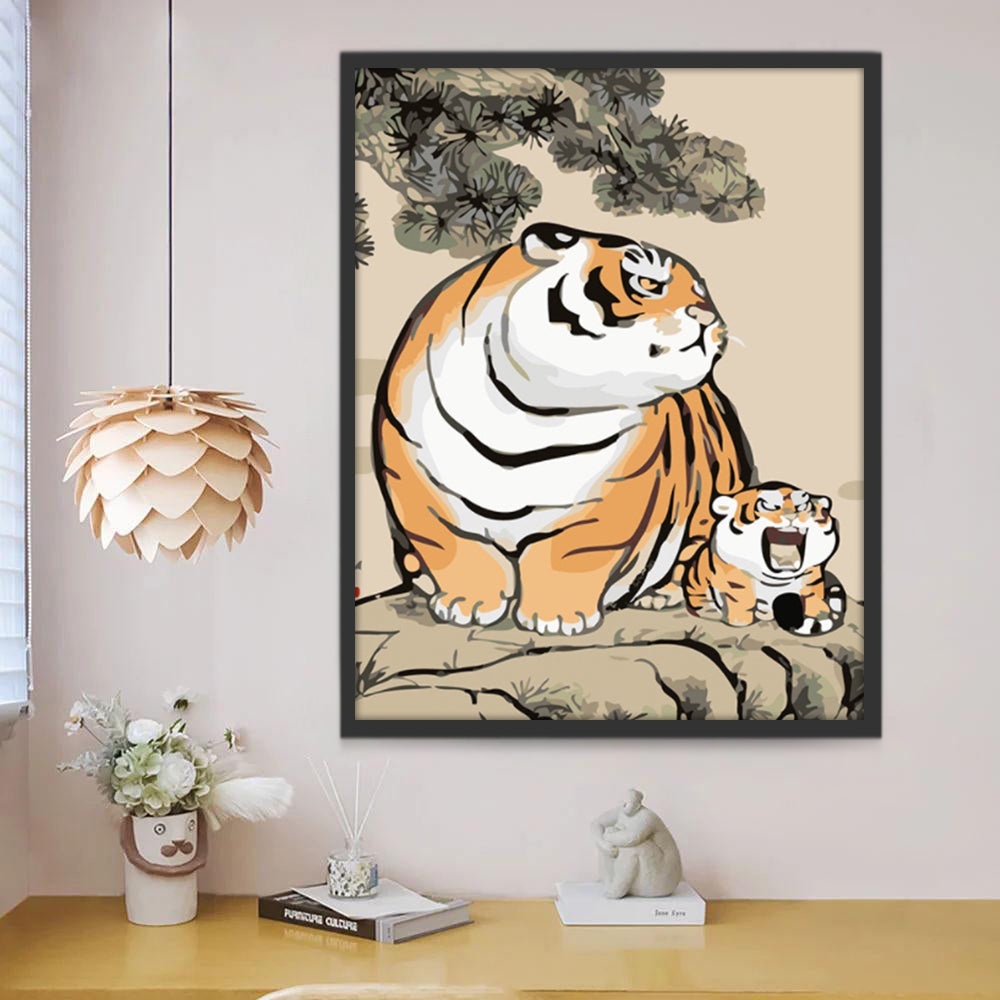 Tigre y Tigrito en la Montaña Pintar por Números