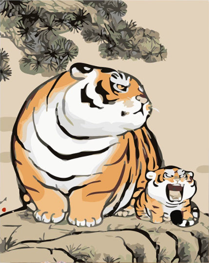 Tigre y Tigrito en la Montaña Pintar por Números