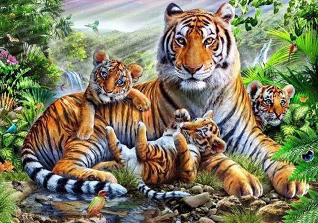 Tigre y Tres Tigritos Pintar por Números