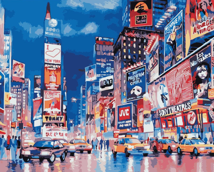 Times Square en la Noche en Nueva York Pintar por Números
